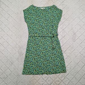 Boden Dress Womens 10 Green Polka Dot Jersey Shift Weekday Stretch Retro